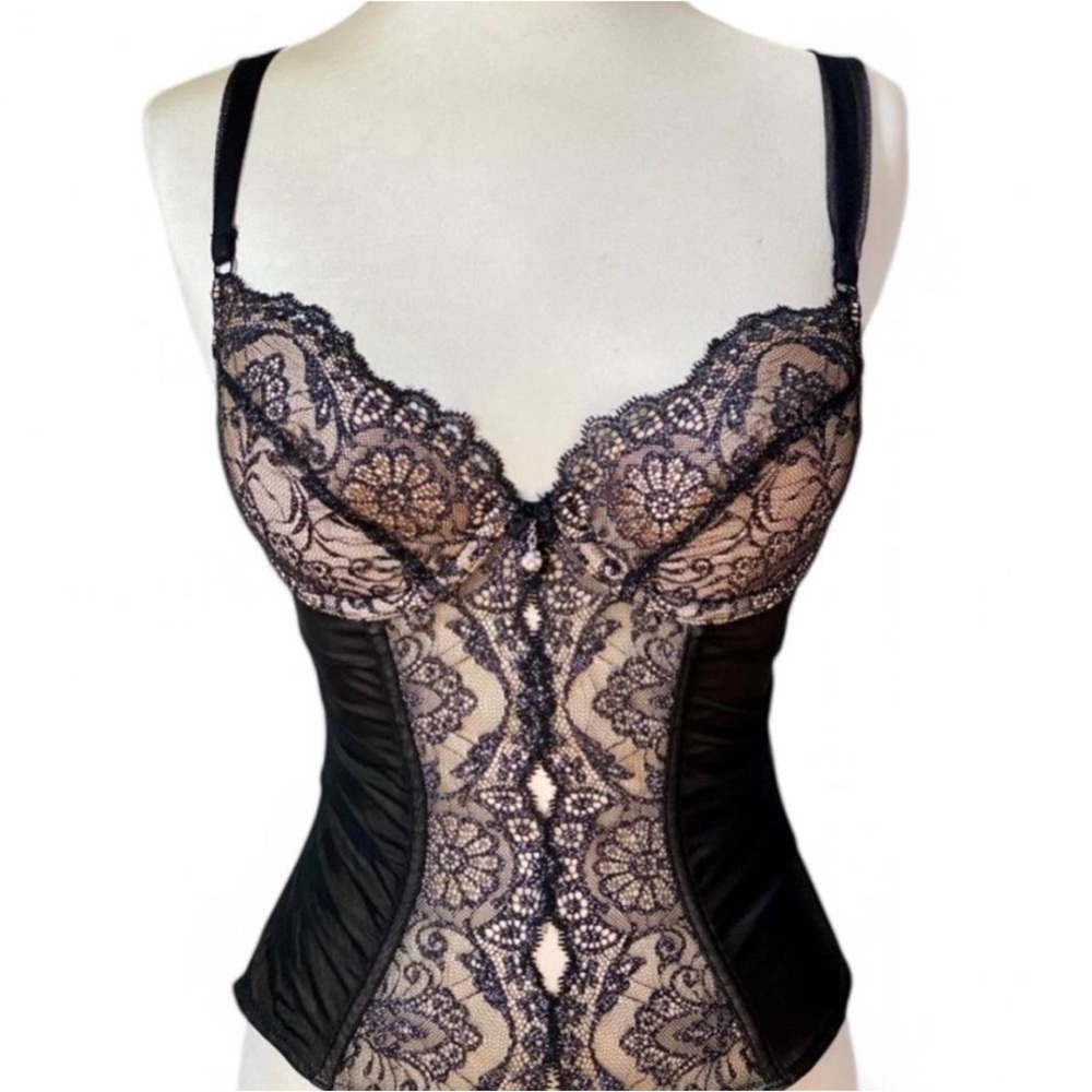 Y2K Victoria's Secret Ruched Sexy Little Things Black Bustier Corset Cami Top